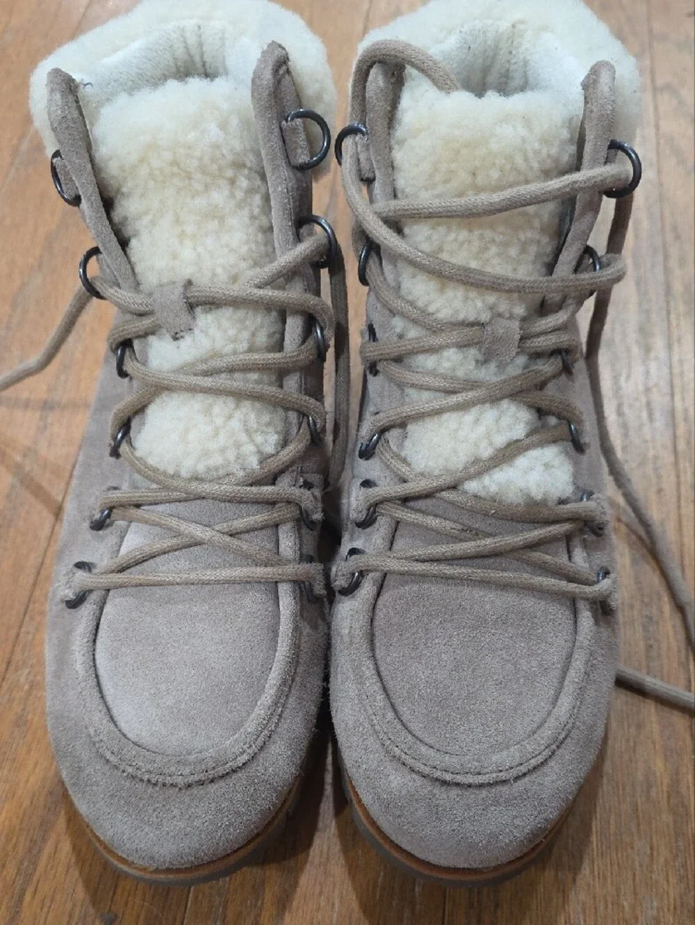 Sorel Taupe Suede Shearling Lace-Up Winter Boots